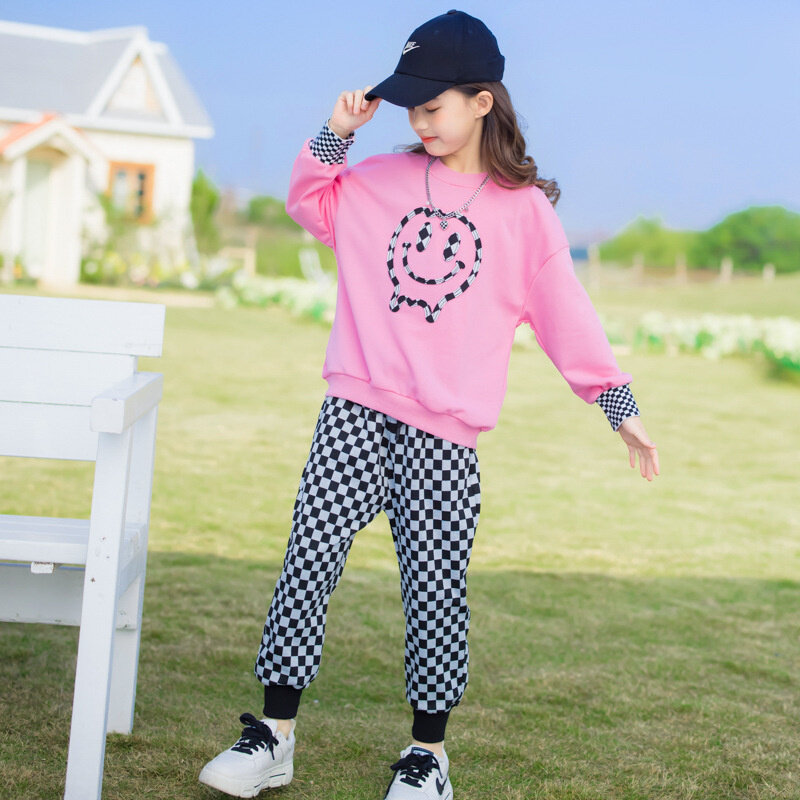 Girls Suit Sweatshirts +Pants 2Pcs/Sets 2022 Retro Spring Autumn Toddler Kids Teenagers Cotton Tracksuit Sport Suits Children Cl