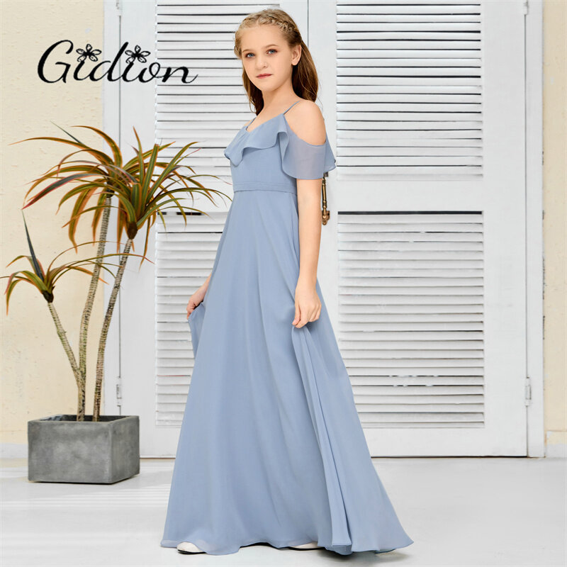 Off-The-Shoulder Chiffon Junior Bridesmaid Dress Wedding Birthday Party Graduation Ceremony Pageant Event Ball-Gown Prom For Kid