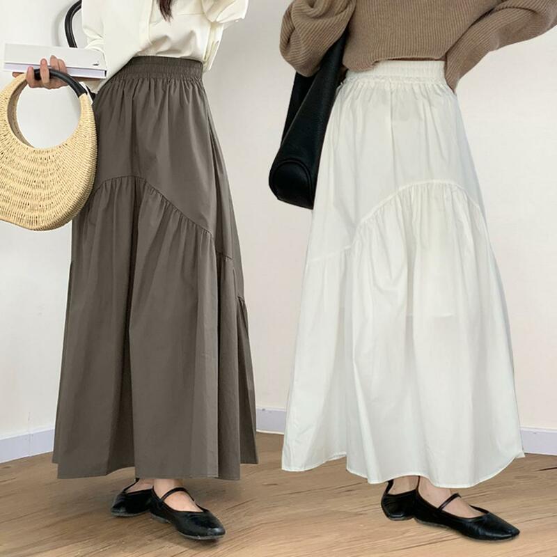 Falda plisada ondulada Vintage, moda coreana Harajuku Grunge, Falda larga de cintura alta, Falda Midi de cintura elástica para ir al trabajo, Verano