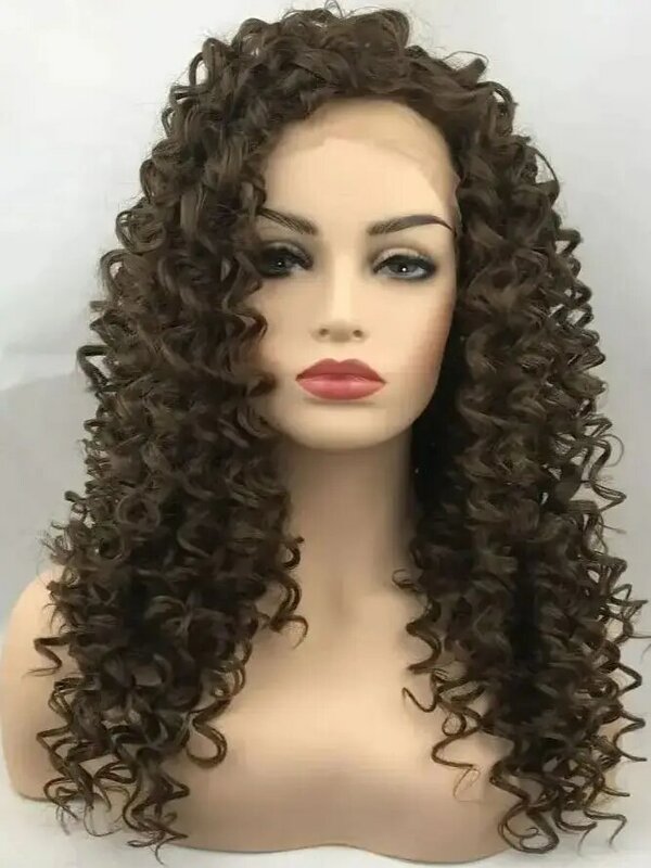 Short  Colored Curly Part Transparent Lace Wig Human Women  Curly  Short Wig Heat Resistant Fiber Natural  Loose Curly