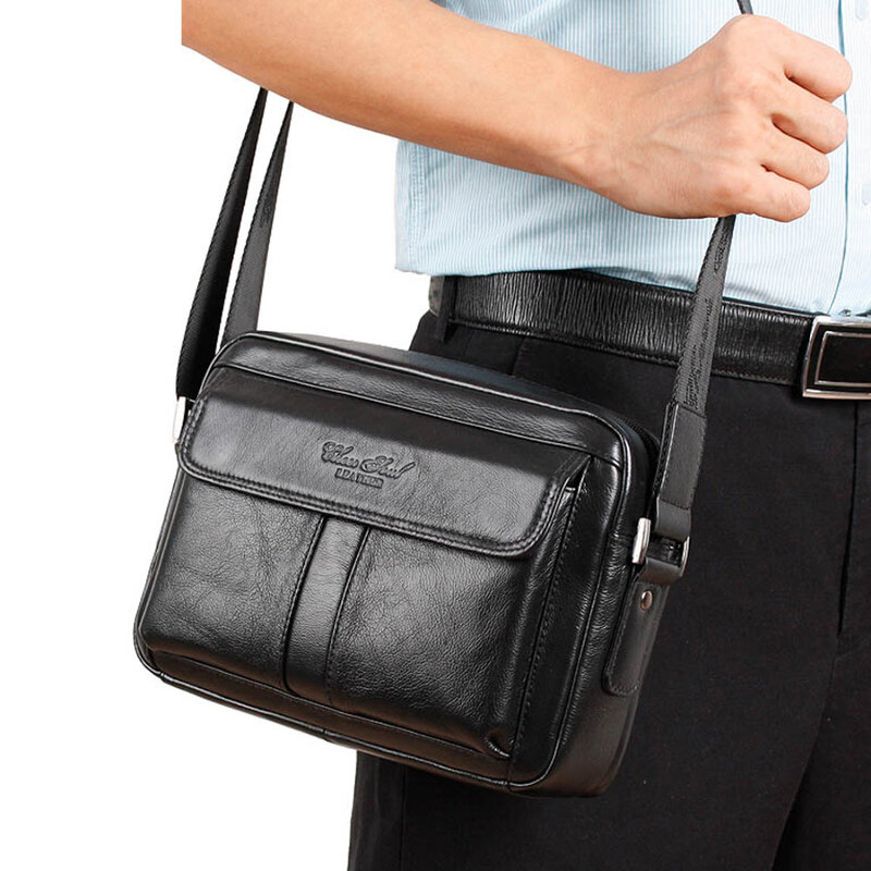 Tas selempang bahu pria kulit asli lapisan pertama kualitas tinggi tas bisnis desainer terkenal merek mewah