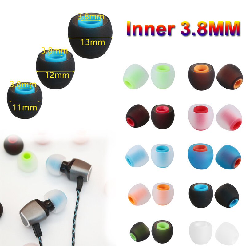 Universal Soft In-ear Earbuds Dicas, substituição fones de ouvido, silicone Ear Pads, Shockproof Eartips, fone de ouvido, S, M, L, 3,8 milímetros, 12pcs