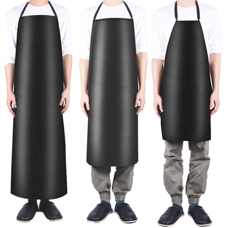 ผ้ากันเปื้อนสำหรับห้องครัวทำจากหนัง PVC ขนาดต่างๆผ้ากันเปื้อนสำหรับอุปกรณ์ทำครัวสีน้ำตาลดำนุ่มสบาย