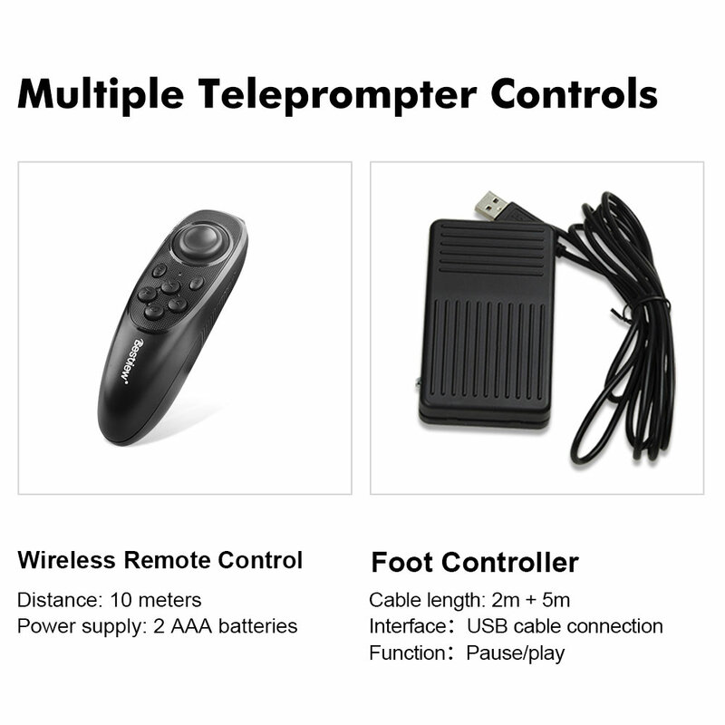 Desview-T22 Teleprompter com display HD para smartphone, tablet câmera DSLR, suportes de controle remoto, grande angular, viver, viver