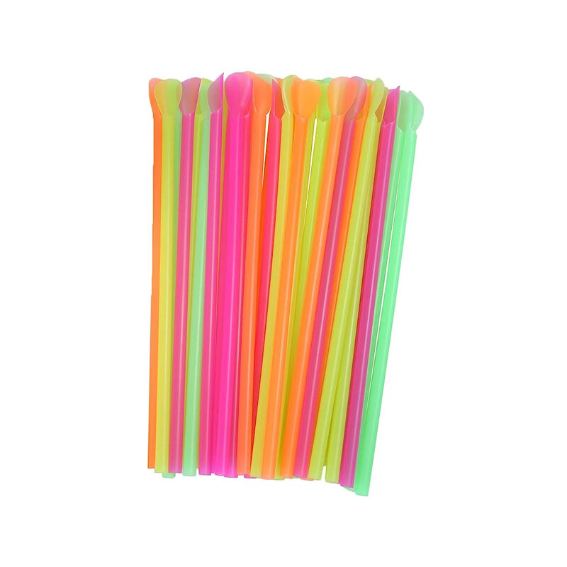 50-3000Pc cucchiaio di plastica cannucce cannuccia colore frullato frullato cucchiaio paglia per Bar forniture per feste di compleanno all'ingrosso
