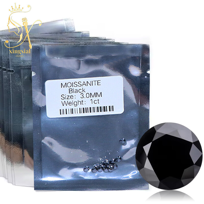 DIY 쥬얼리 반지 귀걸이 제작용 블랙 화이트 D 컬러 VVS1 근접 모이사나이트 우수한 컷, 8H8A 라운드 컷, 0.8-3.0mm