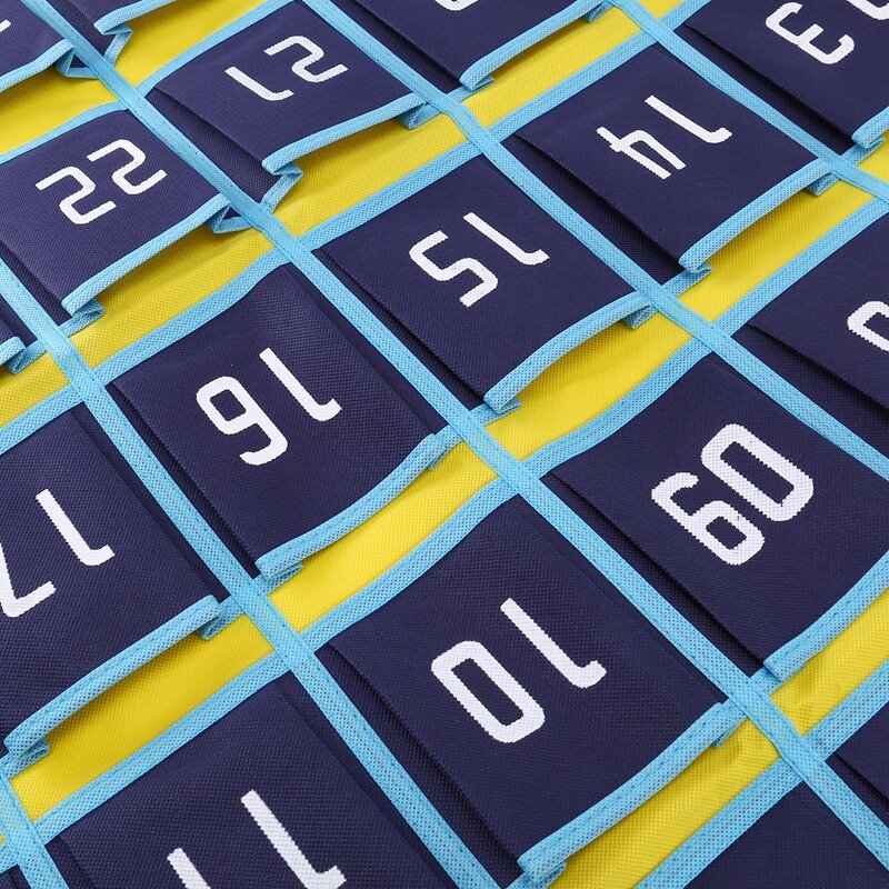 Tableau de poche numéroté pour salle d'irritation, porte-calculatrice du matin cellulaire (30 poches, poches bleues)