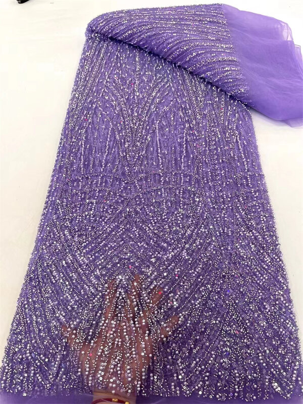 Роскошная африканская кружевная ткань с блестками и бисером 2024, нигерийская Свадебная вышивка для невесты, французское Тюлевое Шитье