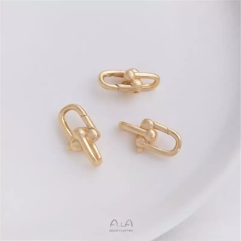 14K Gold Wrapped U-shaped Spring Buckle Accessory DIY Bracelet Necklace U-shaped Chain Closure Connection Buckle Earring Pendant