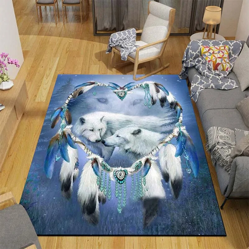3D Wolf Indoor Floor Mat, Tapete de animais selvagens para sala de estar, Banheiro, Quarto, Caça, Capacho, Floresta, Vida selvagem