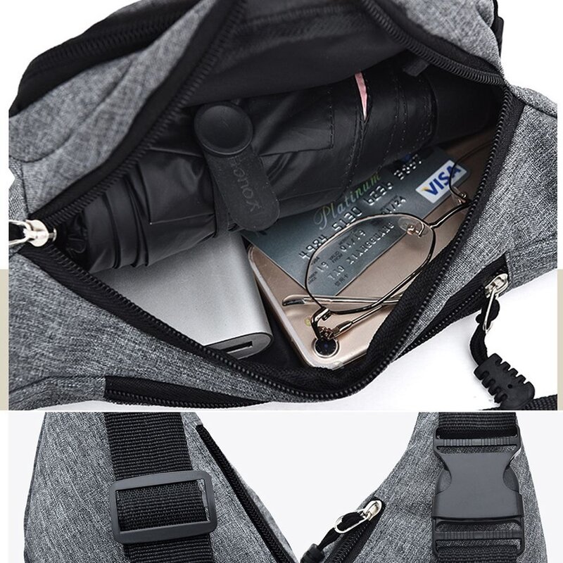 Canvas Waist Bag Fashion Zipper Waterproof Crossbody Bag Breast Package Men Women