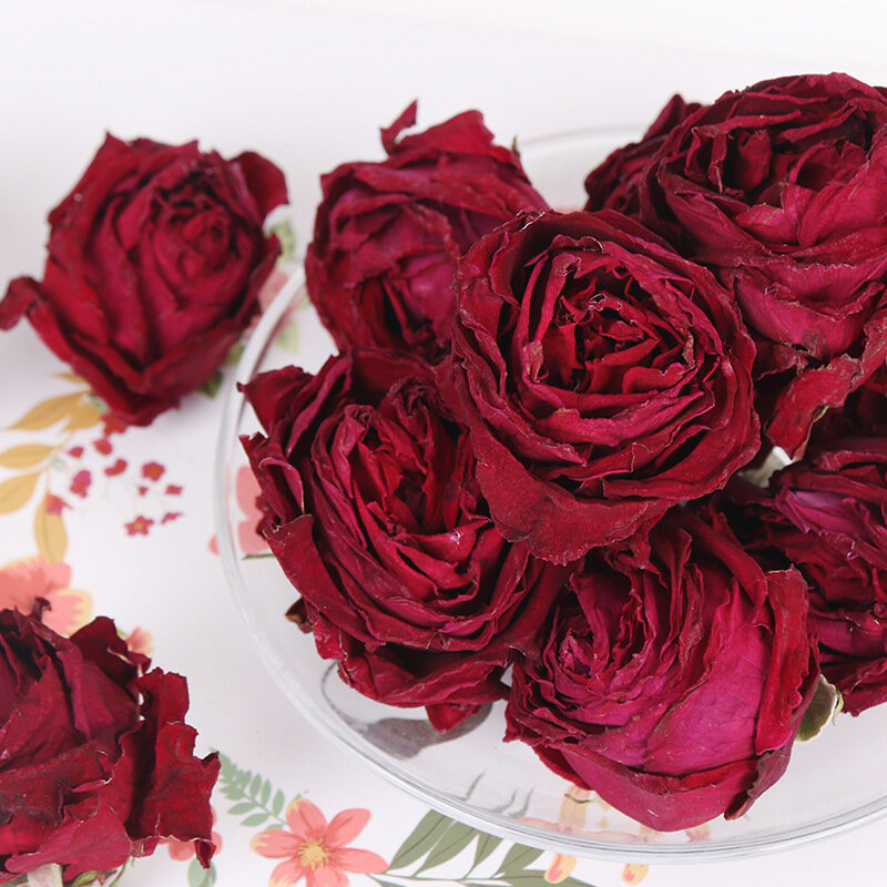 Flores de pétalos de rosa roja oscura, flores secas naturales, decoración de pasteles, Material hecho a mano, decoración de rosas