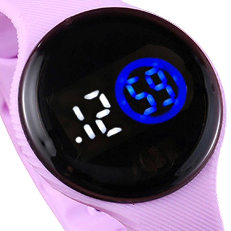 LED Round Wrist Watches with Soft Strap Sports Watch Lightweight Digital Watch Gifts for Teen Girls and Boys