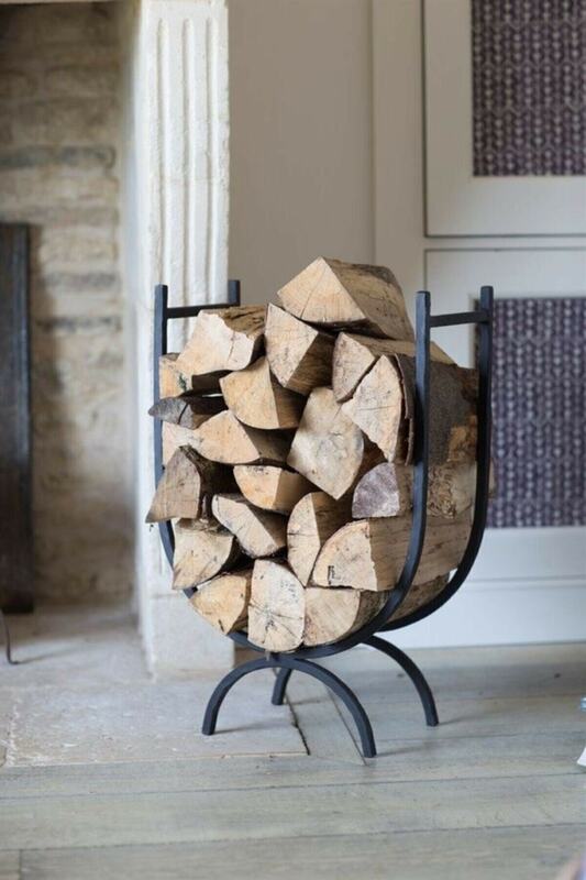 Support décoratif en métal pour cheminée et bois