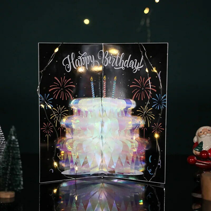 Beautiful Bling Bling Birthday Greeting Card 3D Three-dimensional Greeting Card Creative Birthday Holiday Blessing Message Card