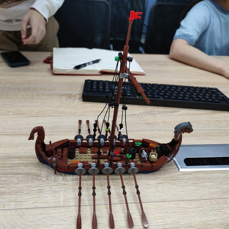 Buildmoc idéias criativas víkingar pirata barco navio moc conjunto blocos de construção kits brinquedos para crianças presentes brinquedo 463 pçs tijolos