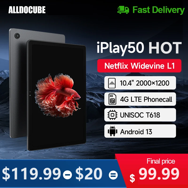 Alldocube iPlay 50 Tablet 10,4-calowy ekran 2K Android13 6 GB RAM 64 GB ROM Octa-rdzeniowy procesor Głośnik z podwójnym pudełkiem iPlay50