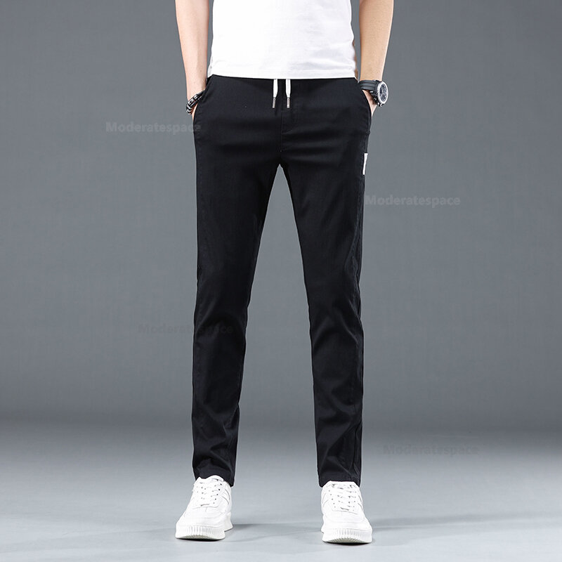 Pantalon décontracté en coton pour hommes, vêtements de jogging de marque, taille élastique, bleu, vert, gris, noir