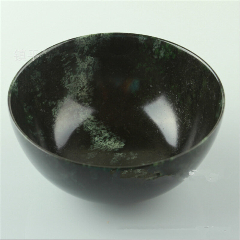 Dark Green Dark Jade Wine Glass Ornaments Carved Bowl Serpentine