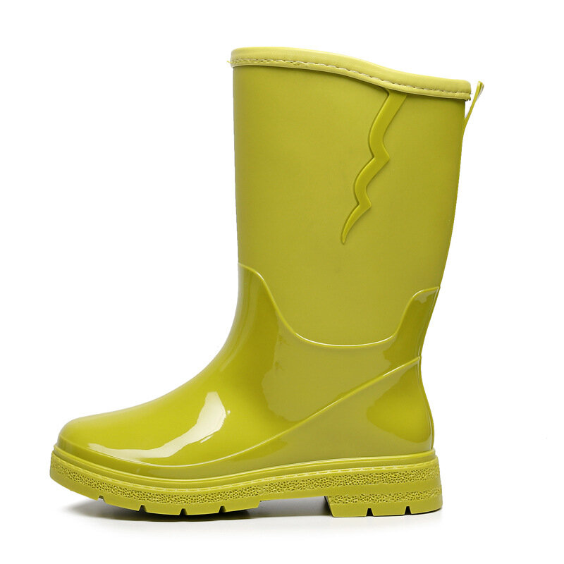 Botas de lluvia antideslizantes para mujer, zapatos de trabajo informales a la moda, impermeables, botas altas de media pantorrilla, botas de felpa cálidas extraíbles, cuatro estaciones