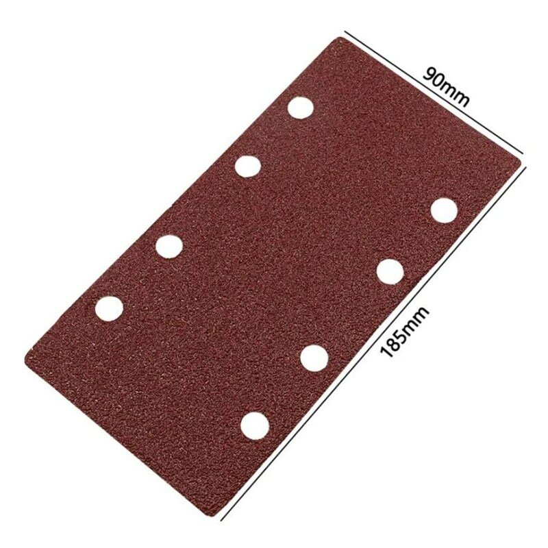 Self-adhesive Flocking Sandpaper 185x93mm/7.28x3.66'' 8-hole Rectangle Sand Paper Hook and Loop Pads for Polishing Putty R9UF
