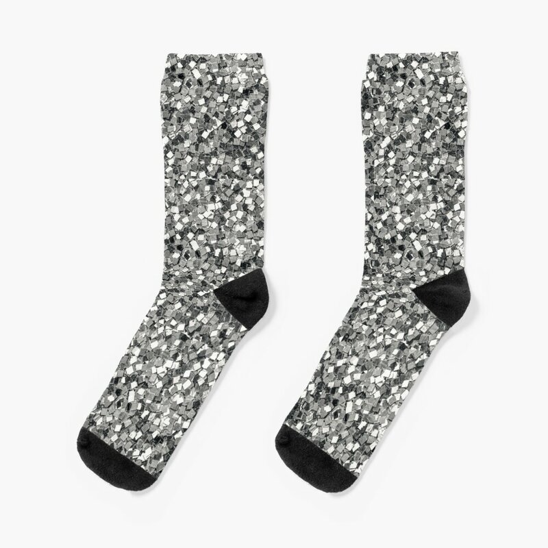 Серебристые конфетти, женские носки, забавные дизайнерские носки, мужские женские носки