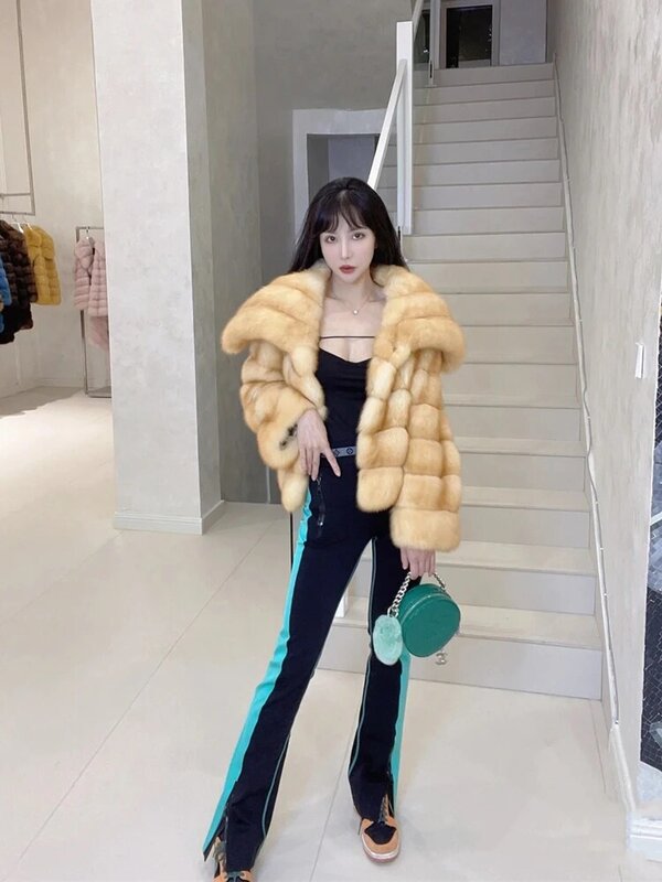 Elegant Socialite Environmental Protection Fox Fur Fur Furry Coat Female 2023 Winter New Fashion Big Lapel Long Sleeve Warm Coat