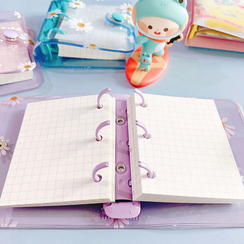 Mini Carpeta de margaritas de 3 agujeros, organizador de notas, cuaderno, diario, carpeta de anillas, suministros escolares Kawaii