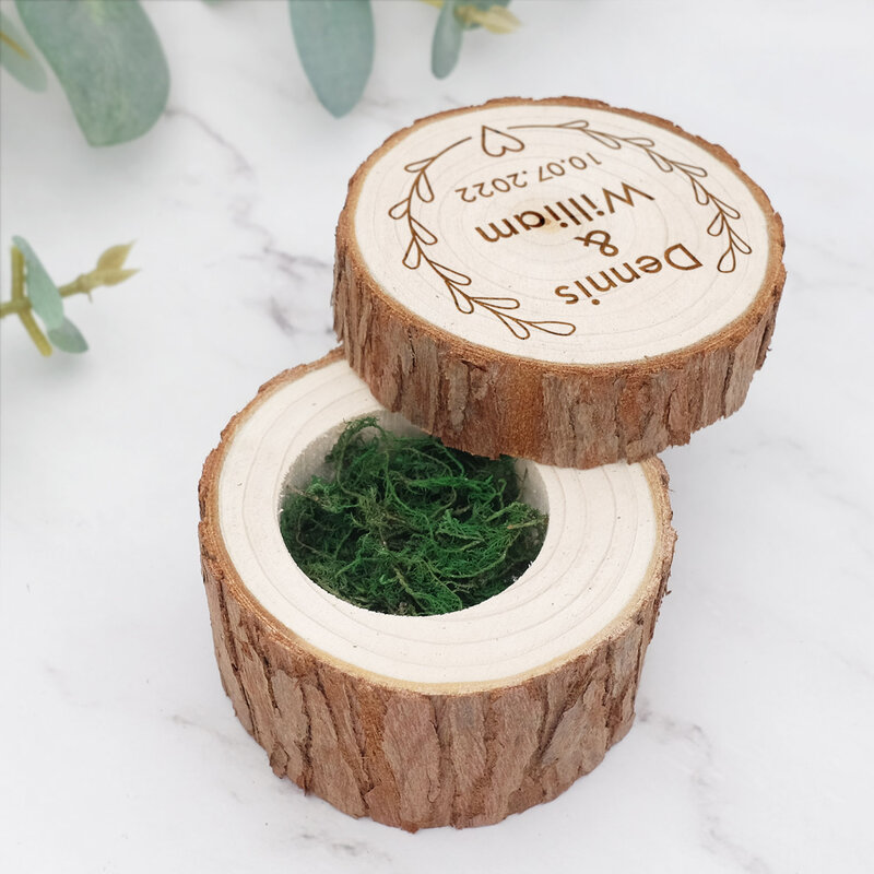 Scatola per fedi nuziali incisa personalizzata scatola per anelli in legno rustico scatola per fedi nuziali personalizzata porta anelli decorazione di nozze