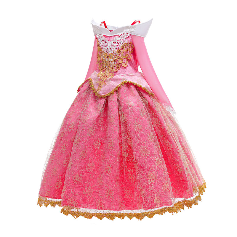 Girls Aurora Dress Sleeping Beauty Cosplay Princess Vestido Carnival Christmas Party Kids Deluxe Costume Halloween Elegant Gown