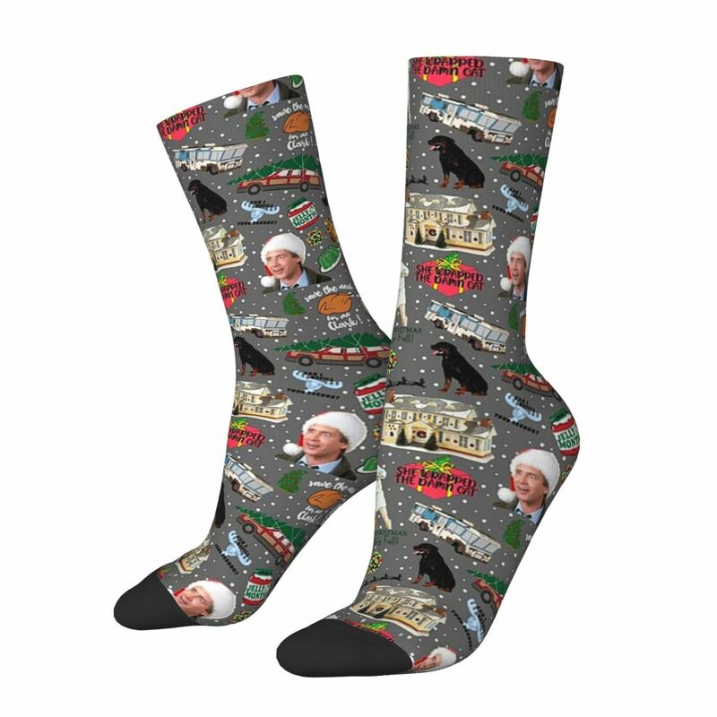 National Lampoons-Chaussettes de vacances de Noël pour hommes et femmes, bas absorbant la transpiration Harajuku, chaussettes longues toutes saisons, accessoires