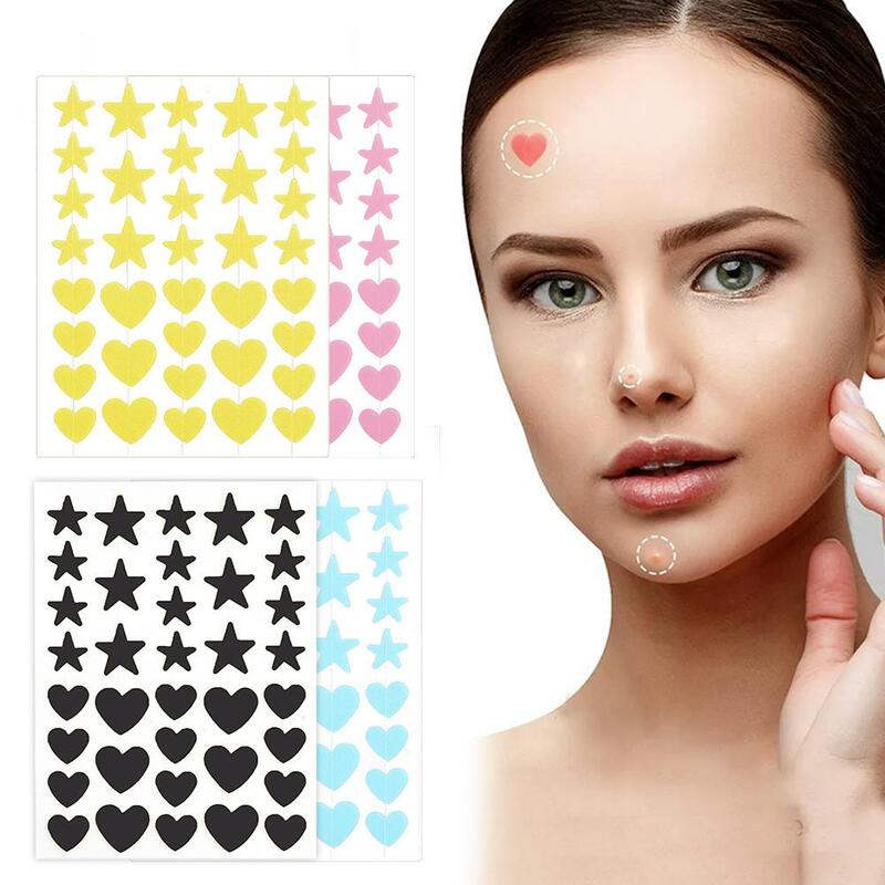 Parches de espinillas con forma de estrella para el cuidado de la piel de la cara, parches de granos de acné hidrocoloide invisibles de colores para la mayoría de los tipos de piel