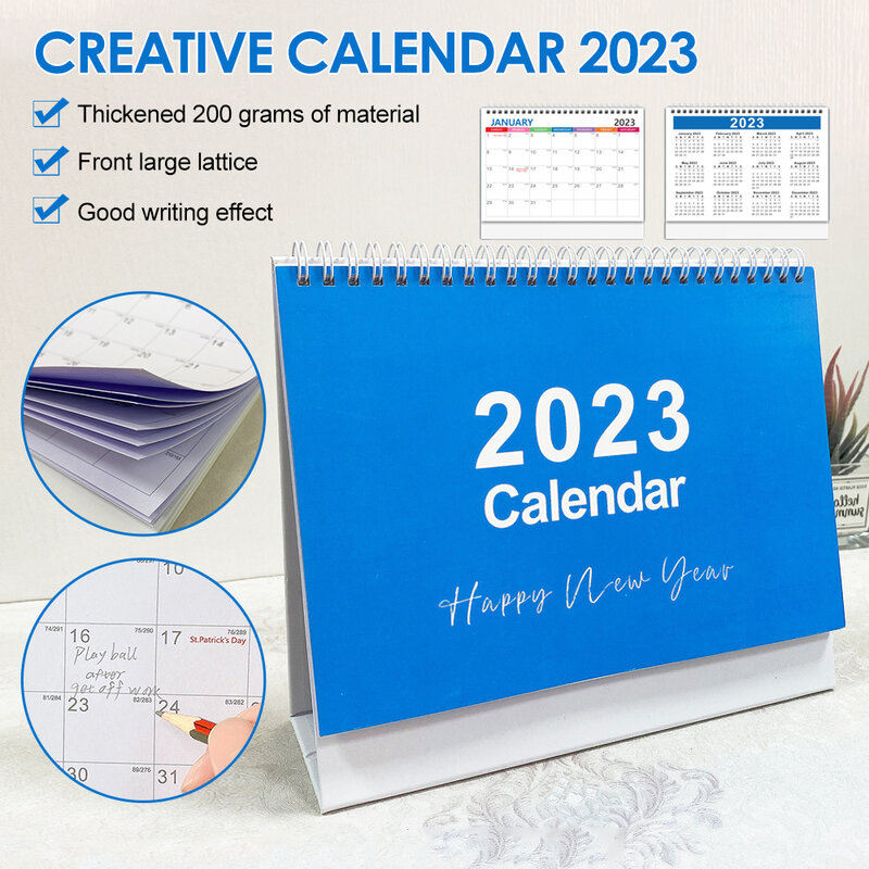 2023 simples mesa bobina calendário agenda diária planejador de mesa agenda anual organizador material escolar escritório novo inglês 23x20cm