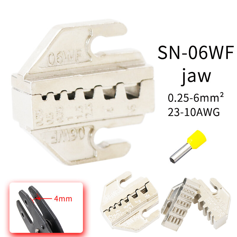 คีมยำหัวเครื่องมือมือช่างไฟฟ้า Alloy Jaws SN-2546B/58B/02C/03H/06WF/X6/06,ใช้สำหรับ Crimping เทอร์มินัล,Jaw สล็อตกว้าง4มม.