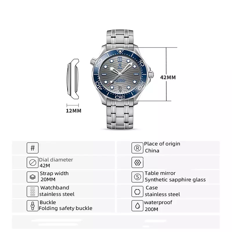 Jam tangan mekanik Seamaster 2024 pria, arloji 300 mewah cermin safir menyelam kualitas tinggi santai bisnis modis