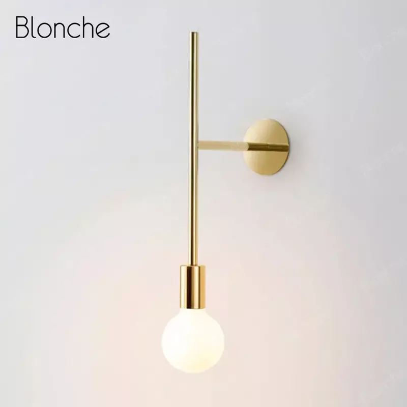 Nordic Wall Lamp Iron Gold Wall Light Modern Design Bedside Lamp for Home Bedroom Living Room Stairs Decor Led Light Fixtures