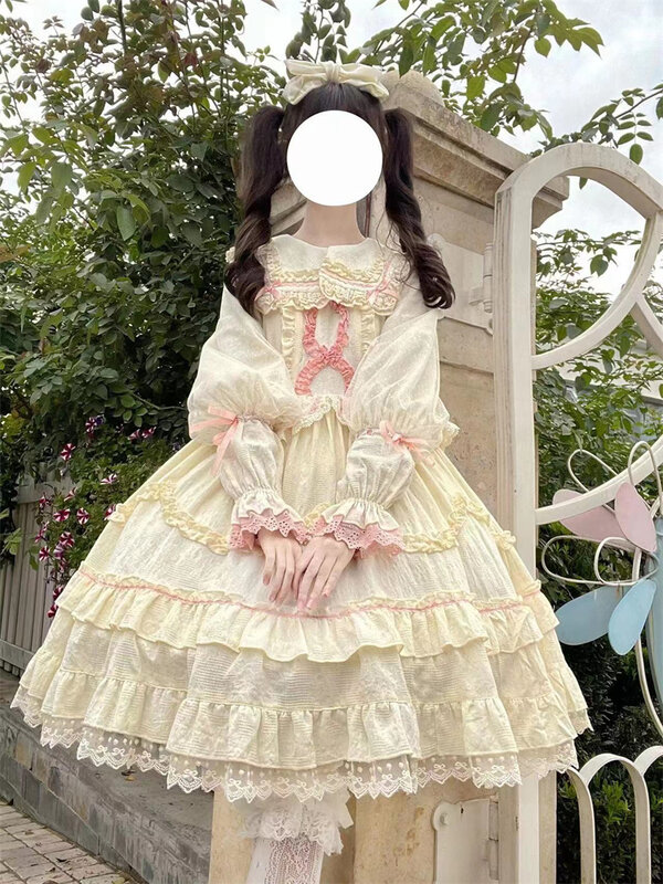 Vestidos Lolita medievais vitorianos para meninas, vestido de princesa doce, manga comprida, retro, festa de casamento diária, fofo, outono