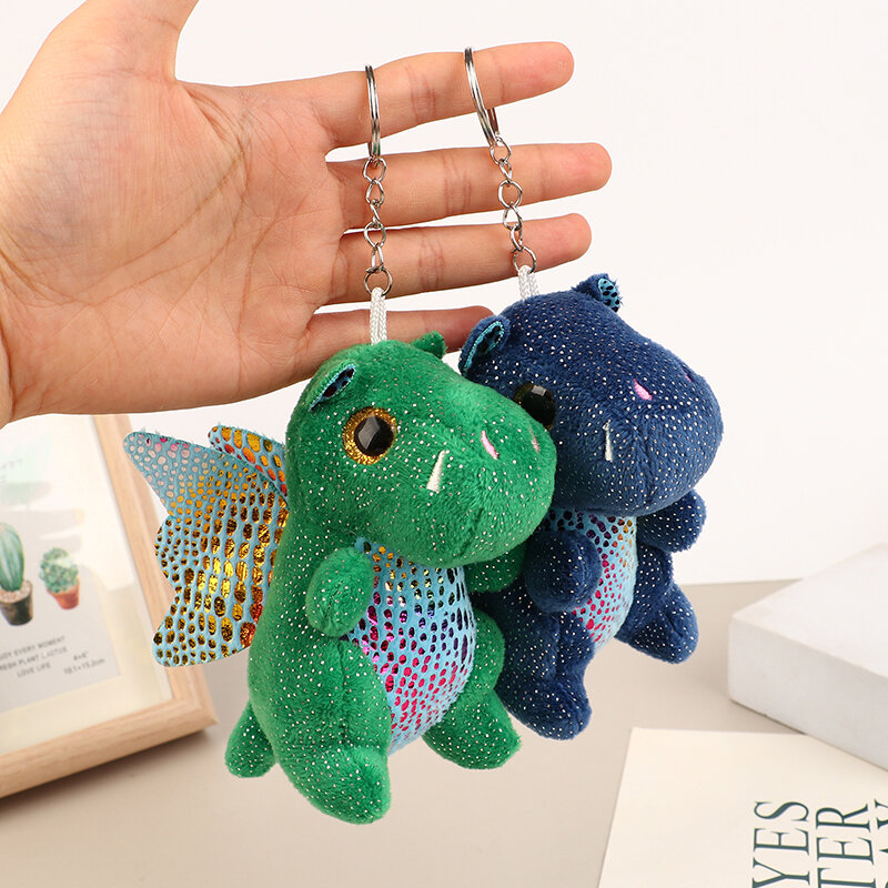 12cm Kawaii Dinosaur Plush Keychain Pendant Toy Flying Dragon Pendant Soft Stuffed Doll Keychain Backpack Bag Key Ring Gifts