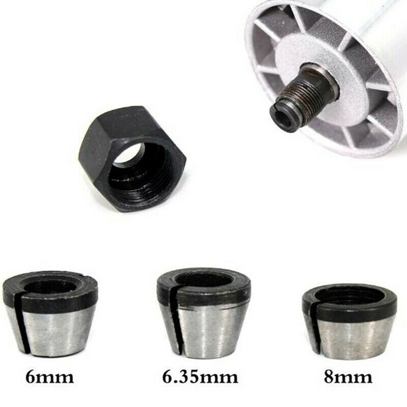 New Collet Chuck Adapter With Nut For 6mm/6.35mm Chuck For 8mm Chuck Suitable 13mm×12mm×8mm/0.51in×0.47in×0.31in