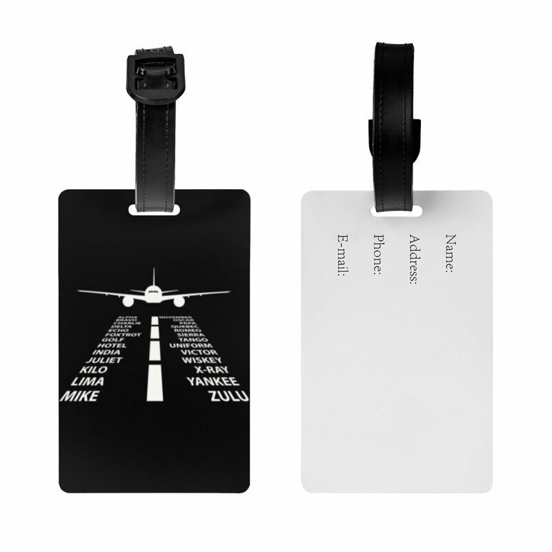 Phonetic Alphabet Pilot Airplane bagagli tag per valigie Fashion Aviation Plane Fighter etichette per bagagli Privacy Cover ID Label