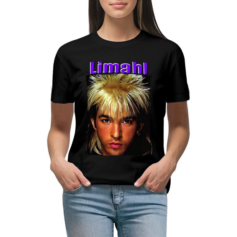 T-shirt Limahl-Band para mulheres, tops bonitos do gato, moda coreana