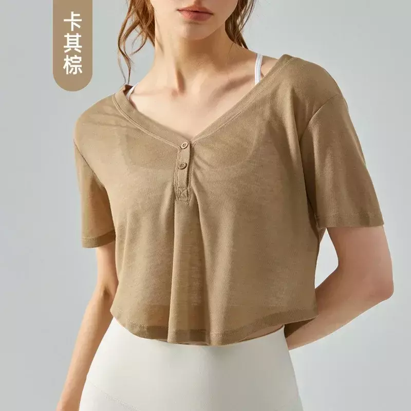 Quick-drying Yoga Clothes Blouses in Summer Women's Thin Sports Short-sleeved Slim Fitness Tops Yoga T-shirt Blouses Outside.