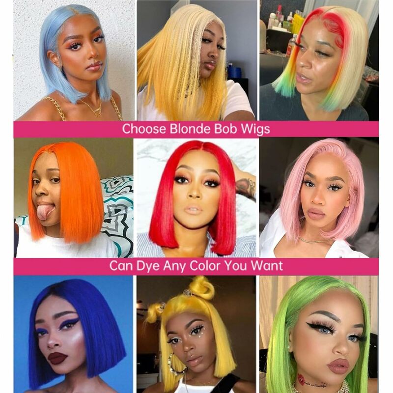Blonde 613 Lace Front Wigs For Women Short Bob Hair Wig Human Hair 13x4 Brazilian HD Straight Lace Frontal Wig Pre Plucked