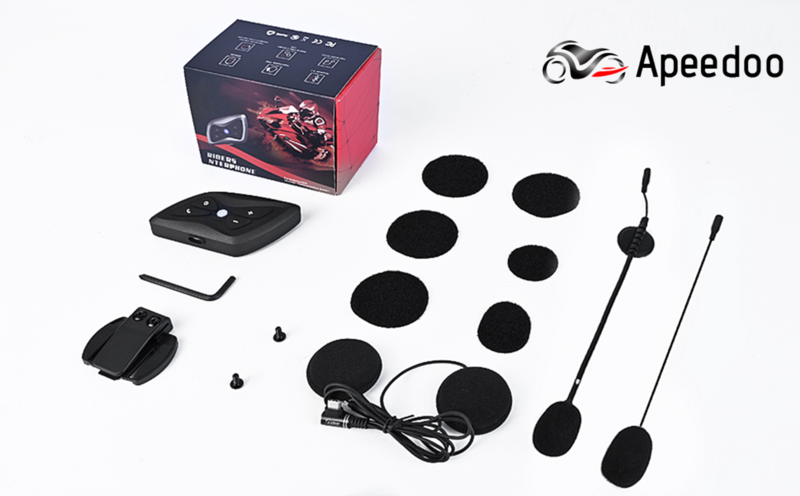 Apeedoo-auriculares intercomunicadores T6 Plus para casco, Radio FM, GPS, impermeable, 1,5 km