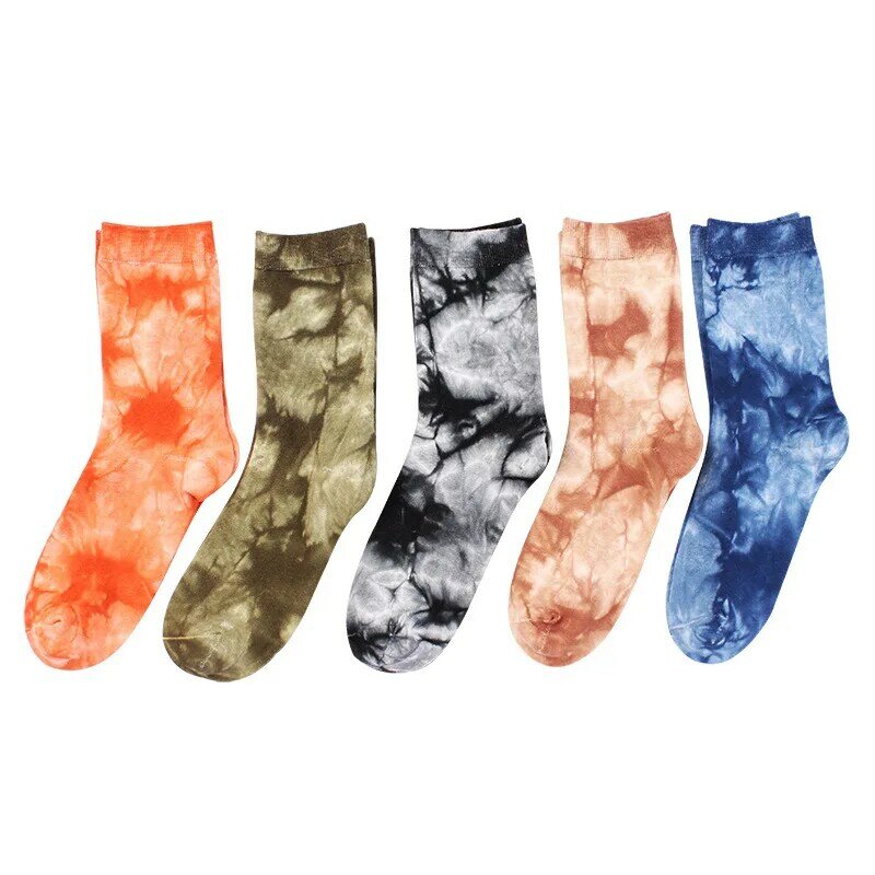 Autumn and winter new products Japanese Korean style tie-dye European and American street style skateboard socks couple socks