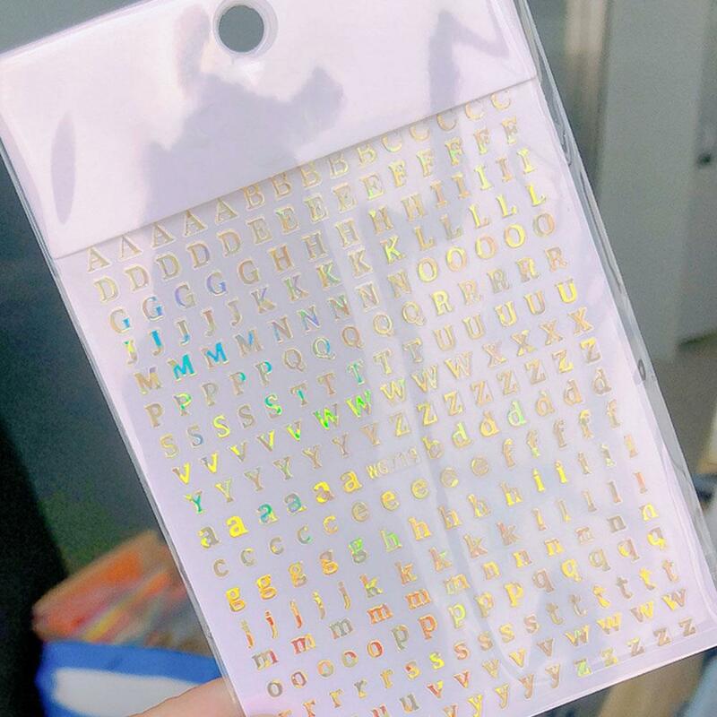 1PCS New English Alphabet Nail Stickers Multi-Color Laser Reflective Nail Slider Art Cool Text Nail Kit
