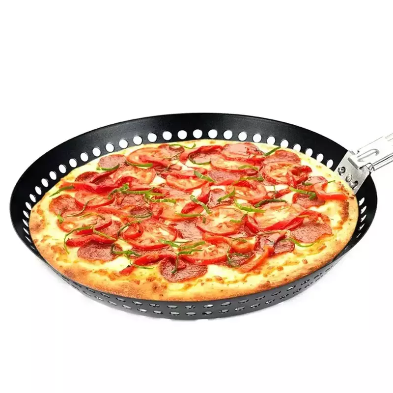Outdoor Folding Round Barbecue Tray Camping Picnic Multifunctional Barbecue Grill Tray Folding Frying Pan Steak Pan