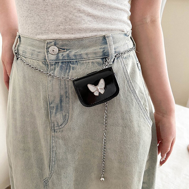 Tas persegi kecil mode baru tas malam dompet Mini Fashion wanita dengan tas selempang rantai kupu-kupu portabel
