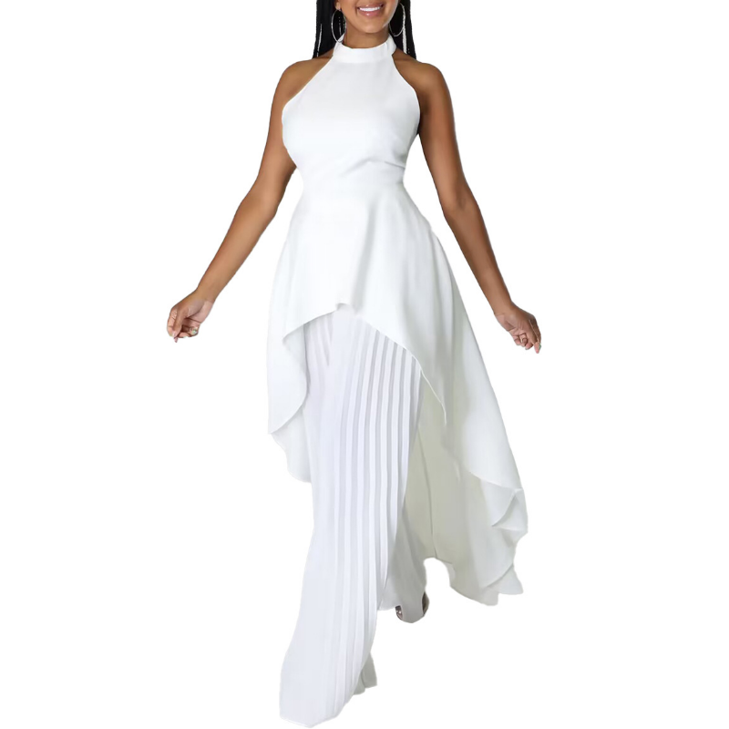 Zestaw 2 częściowy dla kobiet biały kombinezon topy i spodnie bez rękawów Dashiki afrykańskie ubrania lato nowa moda główna ulica damska szykowne zestawy