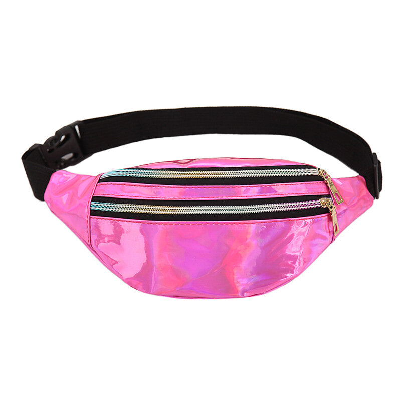 Holographic Waist Bags Women Silver Fanny Pack Female Belt Bag Geometric Waist Packs Laser Chest Phone Pouch Crossbody